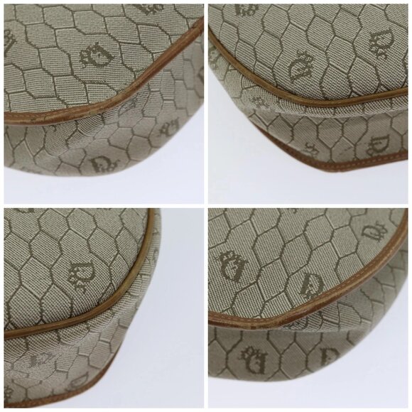 Christian Dior Honeycomb Canvas Shoulder Bag PVC Leather Beige Auth - Picture 15 of 15